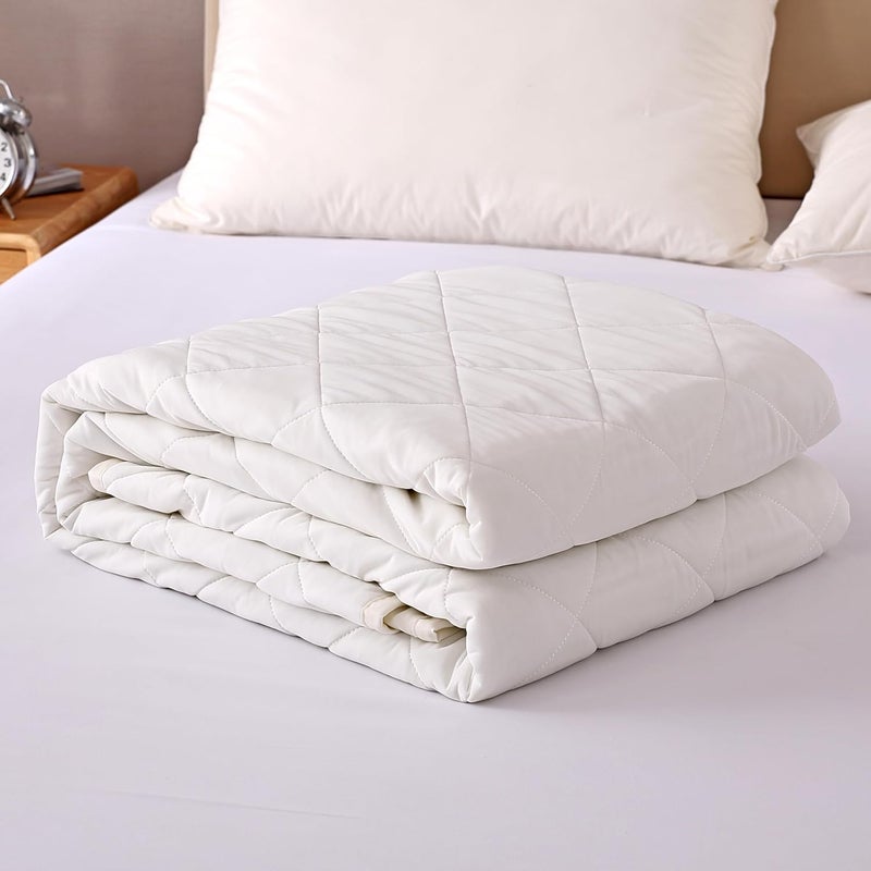 EVOLIVE Elastane Diamind Quilted All Season Light Weight Single Reversible Cooling Quilt/Comforter (White, King) - Image 5